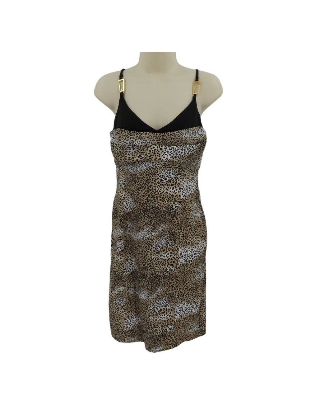 LEquipe Womens 6 US 42 Italy Leopard Animal Print Spaghetti Strap Dress 1990s